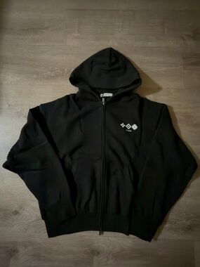 ESNTLS Black Zip Hoodie with White Tag